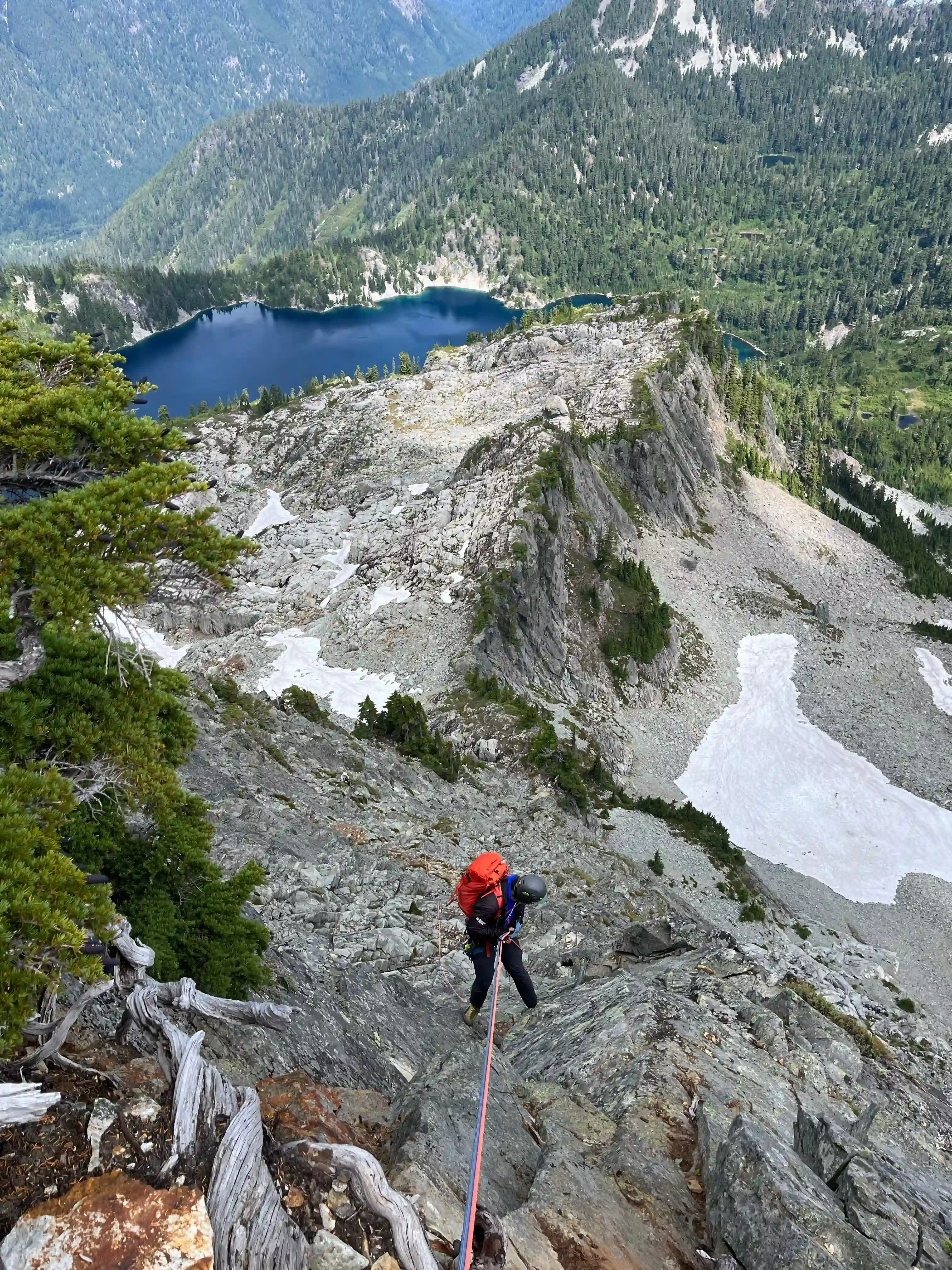 Dominic rappel down P3 and most scramble route