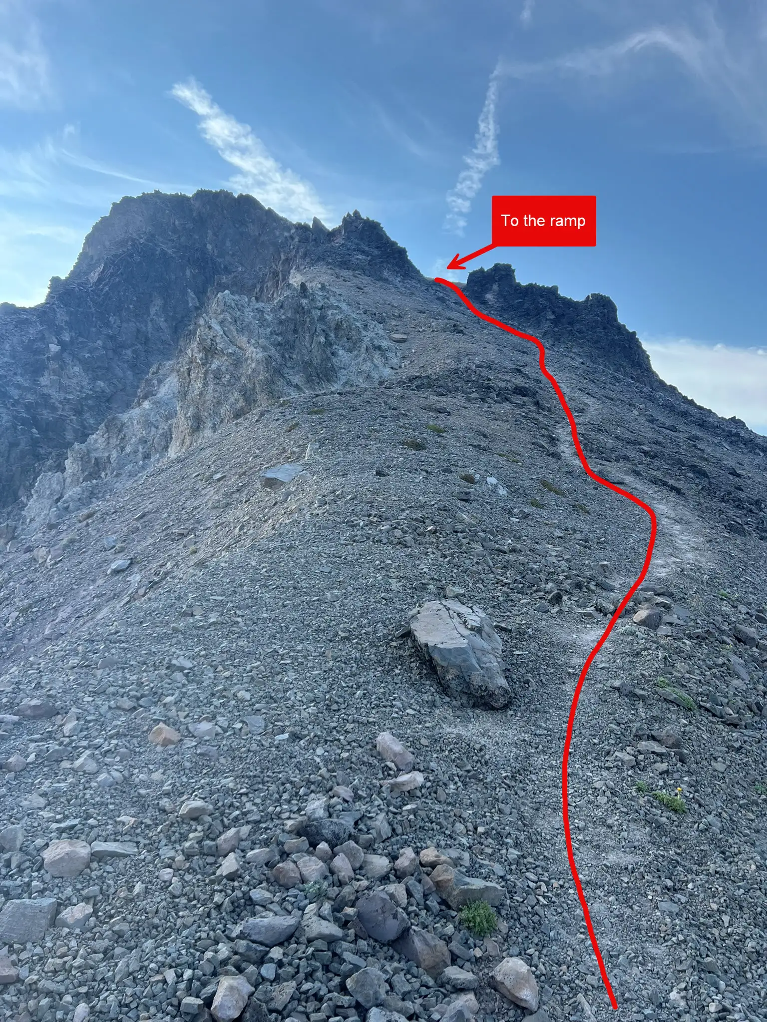 route from 7550’ saddle