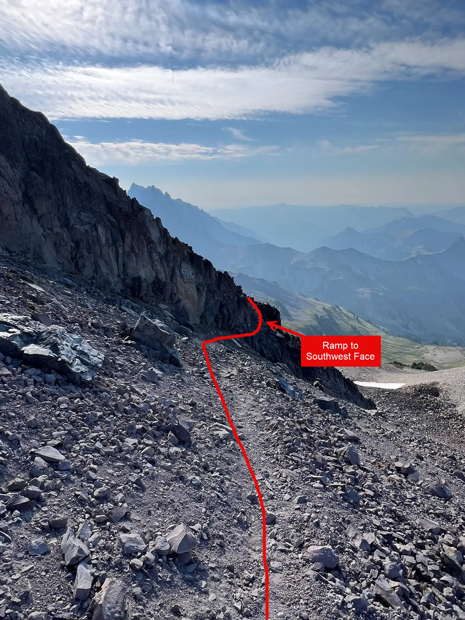 access key ramp to southwest face for easy scramble